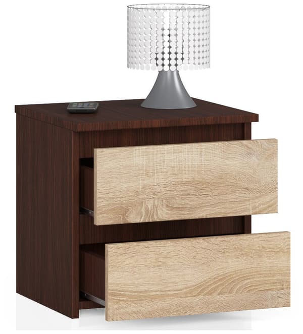 Akord Sideboard 2 Lådor Wenge/Sonoma Ek 40X35X40