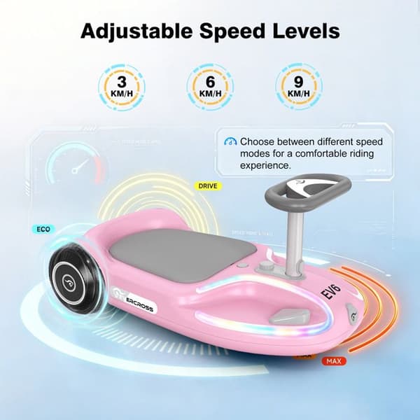 EVERCROSS TECH EV6 Elbil för barn 3 hastigheter LED & Bluetooth