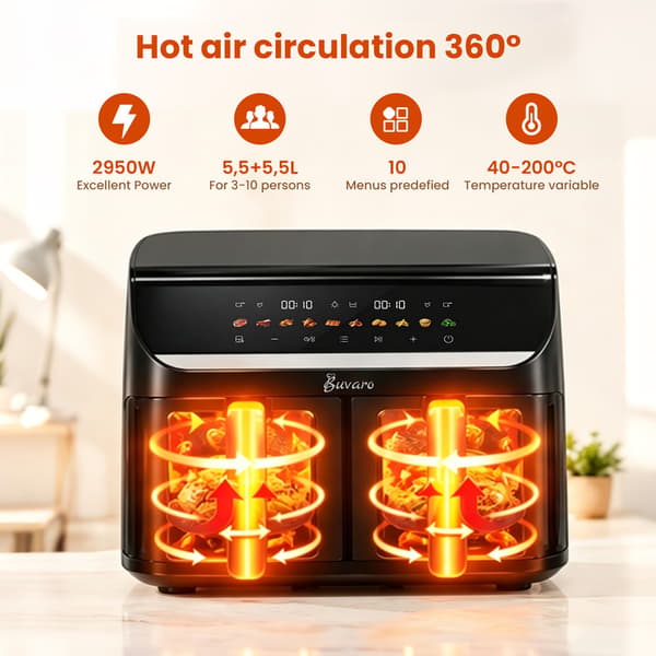 BUVARO DUAF-LR-002A Luftfritös Dubbel zon 11L 2950W