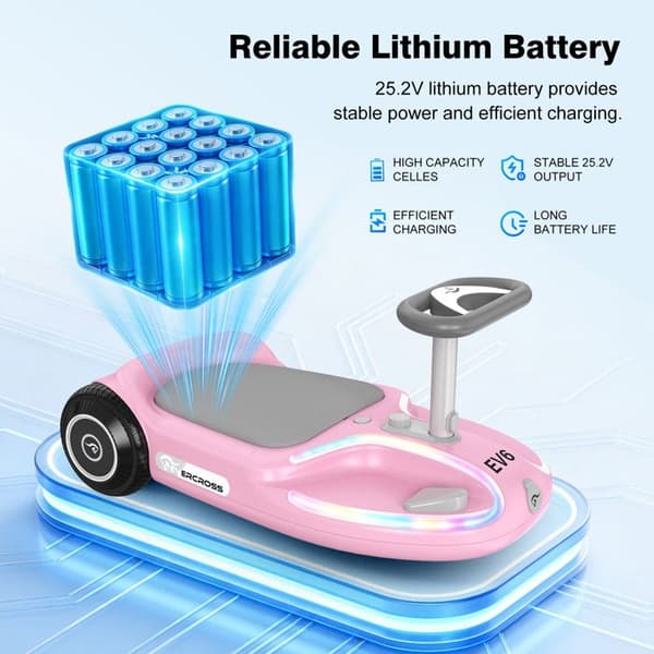 EVERCROSS TECH EV6 Elbil för barn 3 hastigheter LED & Bluetooth