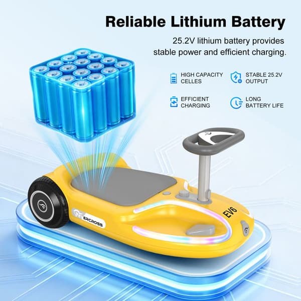 EVERCROSS TECH EV6 Elbil för barn 90W Bluetooth-högtalare LED-ljus