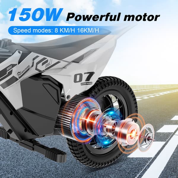 EVERCROSS TECH EV13M El-motorcykel børn 150W 14,4V/5,2Ah Grå