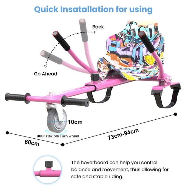 Hoverboard EVERCROSS TECH 6.5" Heltäckande Däck, LED-belysning Bluetooth, Självbalanserande Present för Barn och Vuxna Rosa