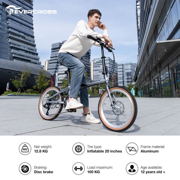 EVERCROSS TECH EM1 Foldecykel 20" Aluminium, 7 gear, skivebremser