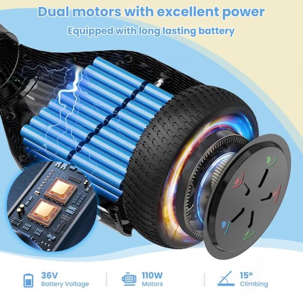 EVERCROSS TECH XP9 Hoverboard 2x110W 36V 4Ah ABS+PC svart