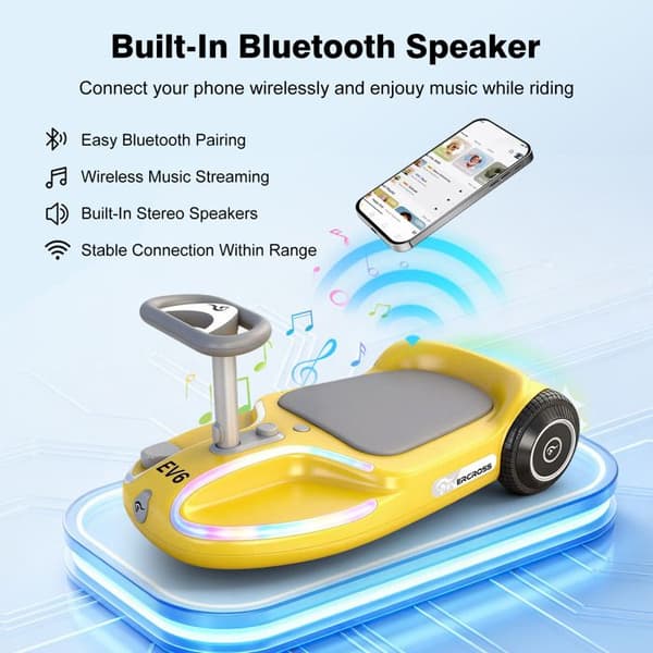 EVERCROSS TECH EV6 Elbil för barn 90W Bluetooth-högtalare LED-ljus