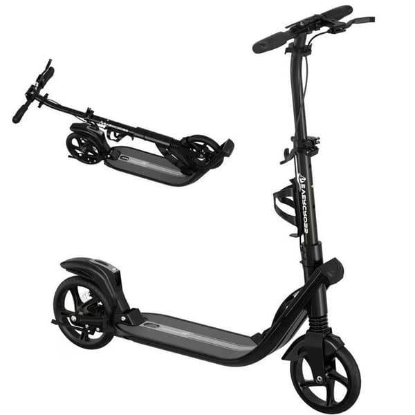 Børnescooter Sammenfoldelig - EVERCROSS TECH K8 - Dæk 8" - 3 højder - Dobbelt bremse - Sort Super gave