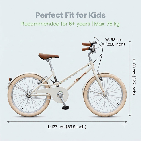 EVERCROSS TECH EM2 Barncykel 20" Stålsram Dubbel V‑broms