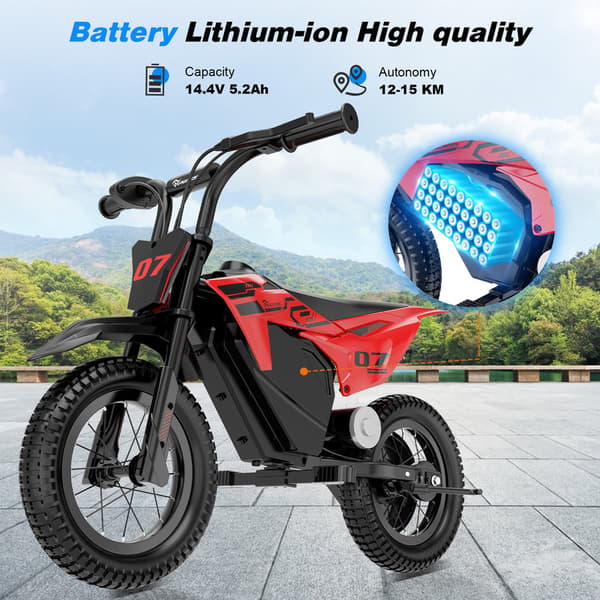 EVERCROSS TECH EV13M El-motorcykel 150W 14,4V/5,2Ah Sort/Rød