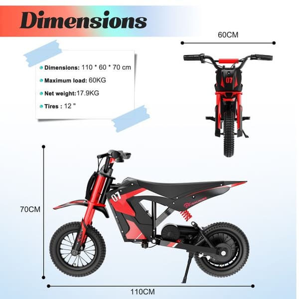 EVERCROSS TECH EV12M Elmotorcykel barn 300W 36V 5,2Ah