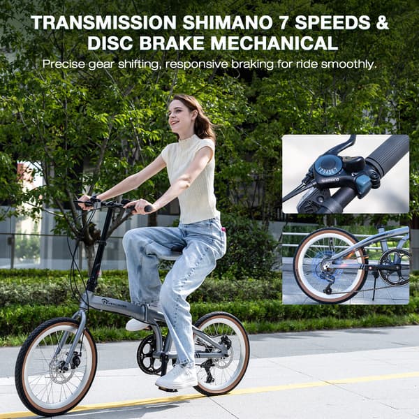 EVERCROSS TECH EM1 Foldecykel 20" Aluminium, 7 gear, skivebremser