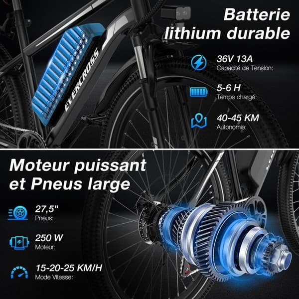 EVERCROSS TECH EK15 elcykel 250W 36V 13Ah stålram