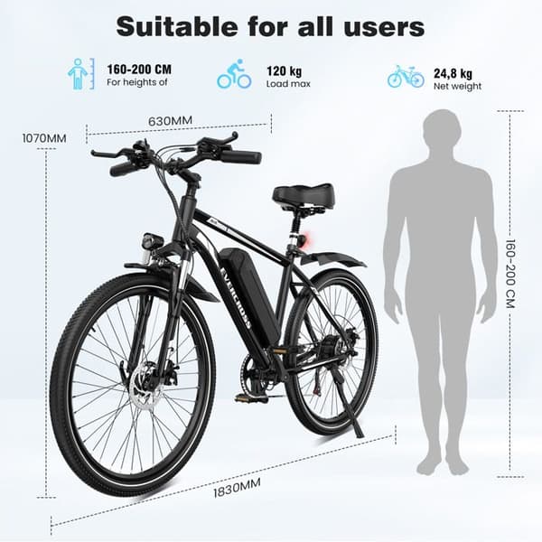 EVERCROSS TECH EK15 Elcykel 250W 36V 10,4Ah Stålram