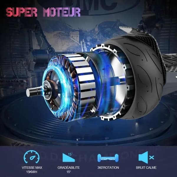 Hoverboard Gyropode selvbalancerende EVERCROSS TECH - 8,5 tommer Alt Terræn - Med Bluetooth Musik + LED - Sort
