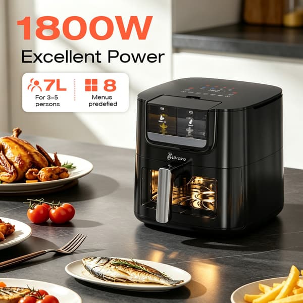 BUVARO AF-ZE7238-ZA Luftfritös 7L 1800W 80–200°C