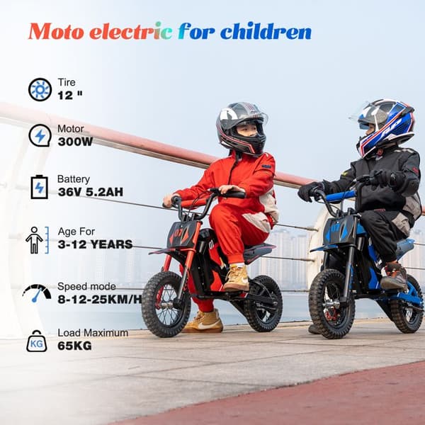 EVERCROSS TECH EV12M elmotorcykel barn 300W 36V 5,2Ah
