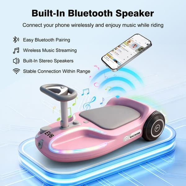 EVERCROSS TECH EV6 Elbil för barn 3 hastigheter LED & Bluetooth