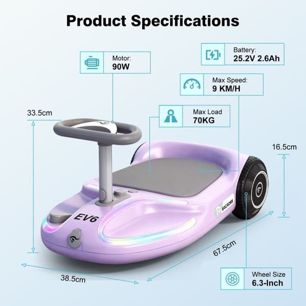 EVERCROSS TECH EV6 Elbil för barn 90W 2,6Ah