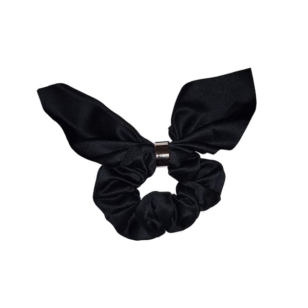 On Fleek Svart Scrunchie med Guld Detalj