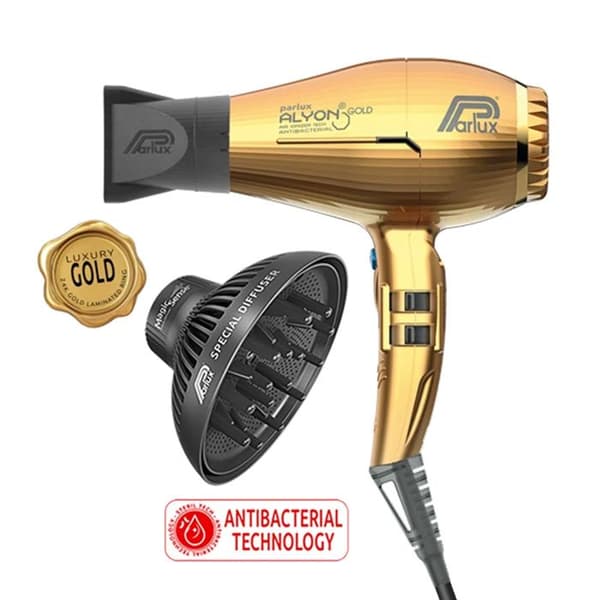 Hårtørrer - Parlux - Alyon Gold Edition - 2200W - Diffuser inkluderet - Luftionisator