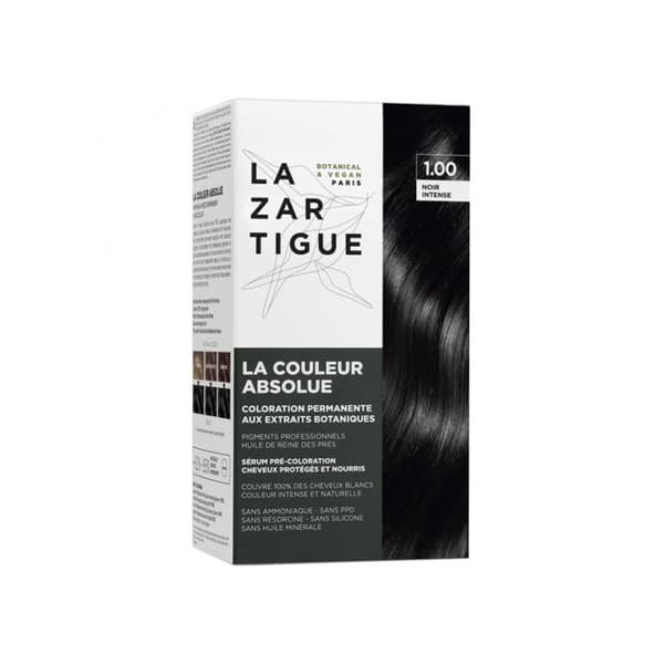 Lazartigue den absolutte farve permanent hårfarve 1.00 intens sort