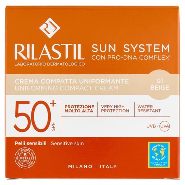 Compact foundation - Rilastil - Sun Sys Ppt 50+ - Beige - Høj dækning - SPF 50