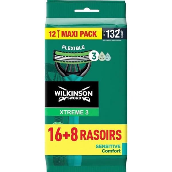 Wilkinson Sword Xtreme 3 Sensitive Engangsbarberblade med 3 Blade x24