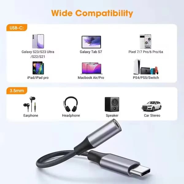 USB-C till 3,5mm Adapter med DAC – Svart