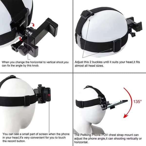 POV / Vlog Holder – Hovedrem & Nakkemontering til iPhone, Samsung & GoPro