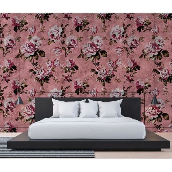 Tapet blommor M1-No.60989 digitaltryck rosa brun rosor