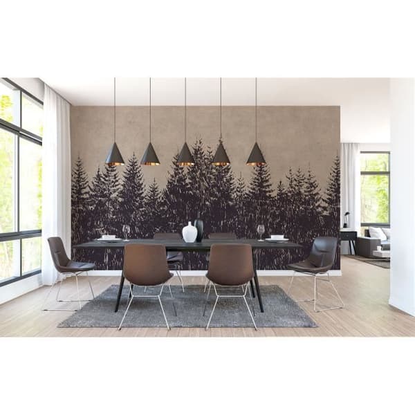 Papper vägg Forêt M1-No.60526 Digitaltryck Grå Svart