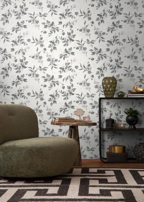 Fibertapet - vit - blommor / blommig - Mönstrade tapeter - Pure Elegance - A.S