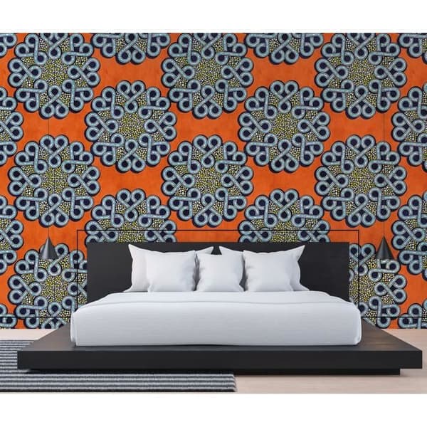 Tapet blommor M1-No.61381 Digitaltryck Orange Blå Abstrakt