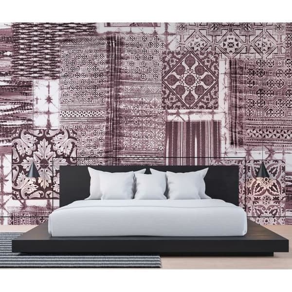 Orientaliskt tapet M1-No.60245 Digitaltryck Lila Vit Patchwork