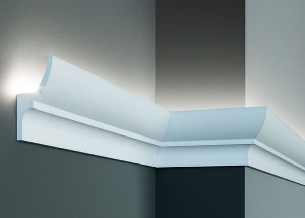 PROVISTON Corniche LED i PU Vitt 100 x 55 x 2000 mm Stötsäker 2 m