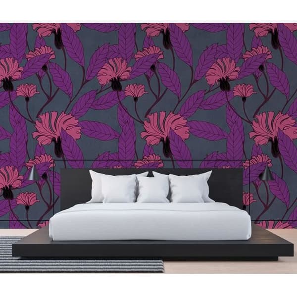 Tapet blommor M1-No.60775 Digitaltryck Lila Rosa Blommig