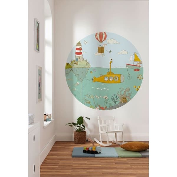 rund panoramatapet undervattensblågrön - Ø 125 cm - 611800