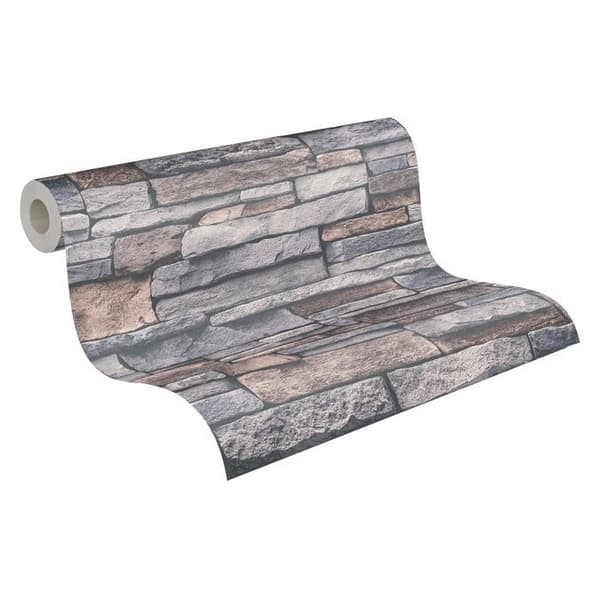 Non-woven tapeter - grå - stenimitation - Mönstrade tapeter - Elements II - A.S Création