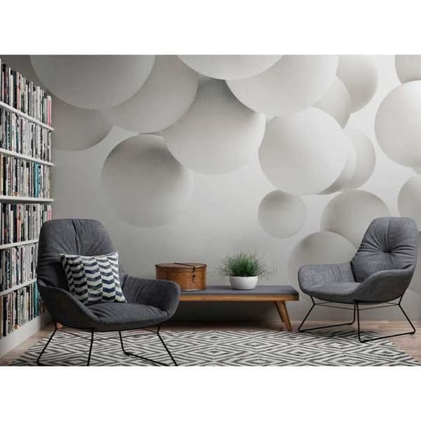 Vinyltapet på non-woven - A.S CREATION - Panoramic The Wall - Geometrisk - Vit - Grå