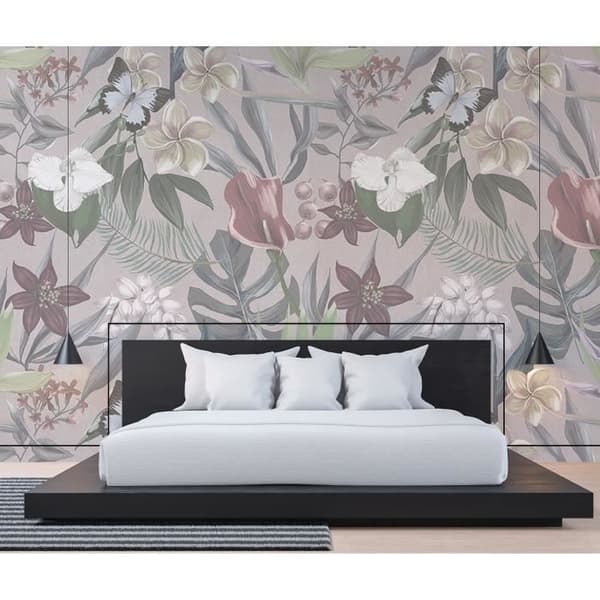 Tapet blommor M1-No.60658 digitaltryck grå vit orkidé
