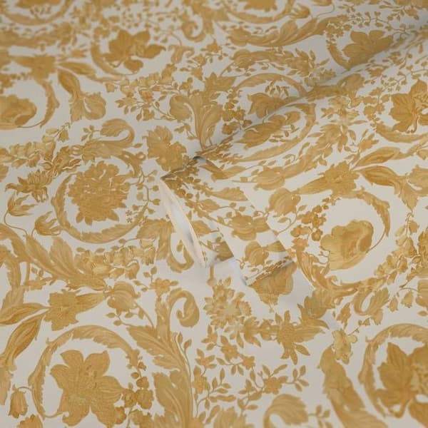 Tapet - A.S. CREATION - Blommig 387064 - Robust non-woven - Guld - Barockränder