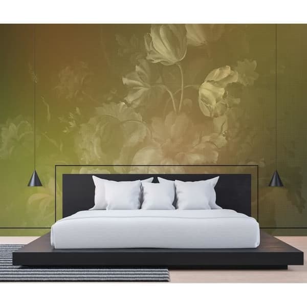 Tapet blommor M1-No.60798 Digitaltryck Gul Blommig Måleri