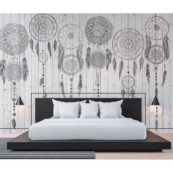 Oriental M1-No.60155 Tapet Digital Grå Vit Boho Stil