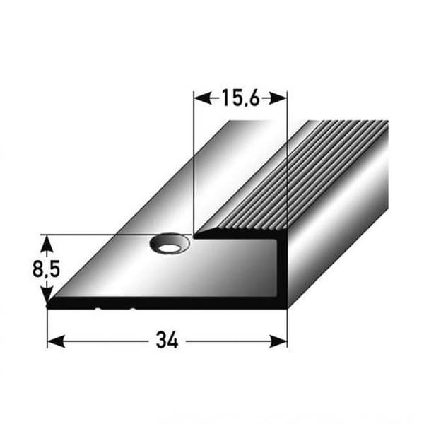 Profil av anoderad aluminium Silver L 15.6 mm H 8.5 mm Genomgående profil för finish