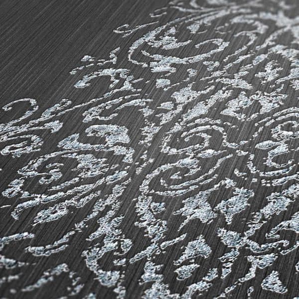 Barocktapet Gioele M1-No.2260 Blå Silver Klassisk Barock Ornament