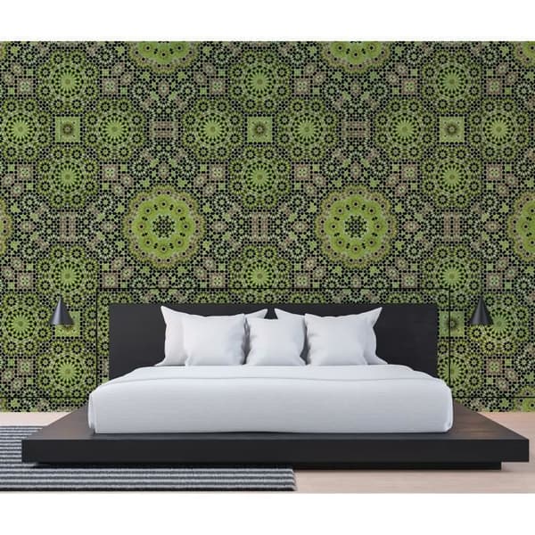 Abstract Wallpaper M1-No.60626 Digital Print Grön Svart