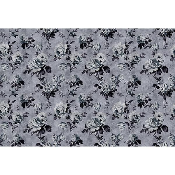 Papper tapet blommor M1-No.60991 Digitaltryck Blå Grå Rosor