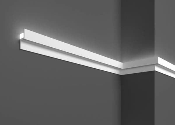 PROVISTON Ljuslist Polymer 22 x 40 x 2000 mm Vit Indirekt belysning LED-belysning