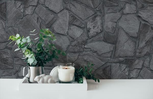 Non-woven tapeter - A.S. CREATION - Elements II - Svart - Stenimitation - 53 x 10,05 m