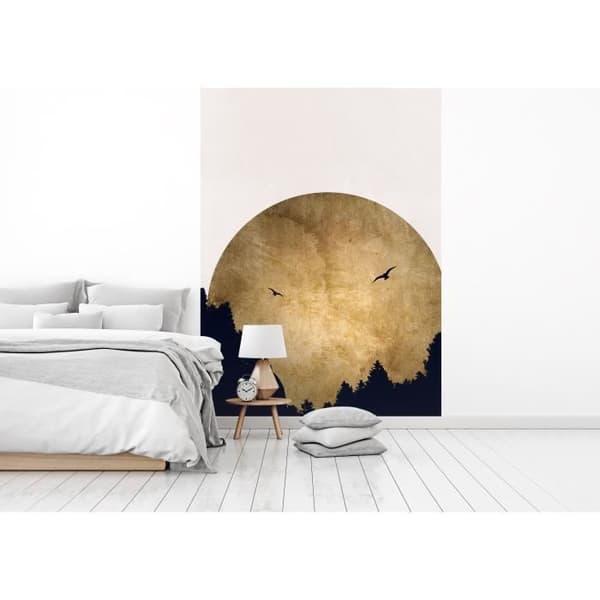 Grafiskt tapet M1-No.60330 digitaltryck gul brun